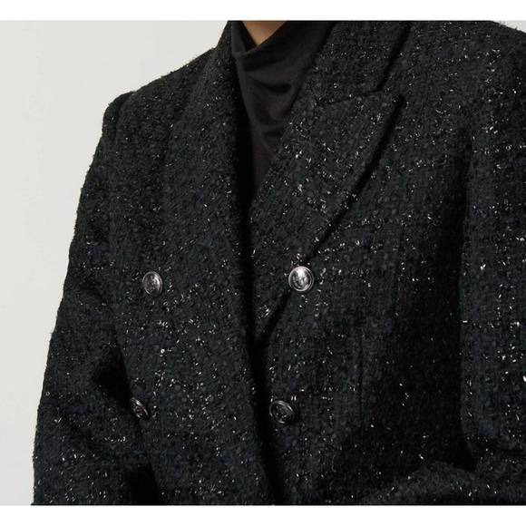 NEW JOSEPH RIBKOFF notched collar boucle blazer in black - Picture 3 of 3